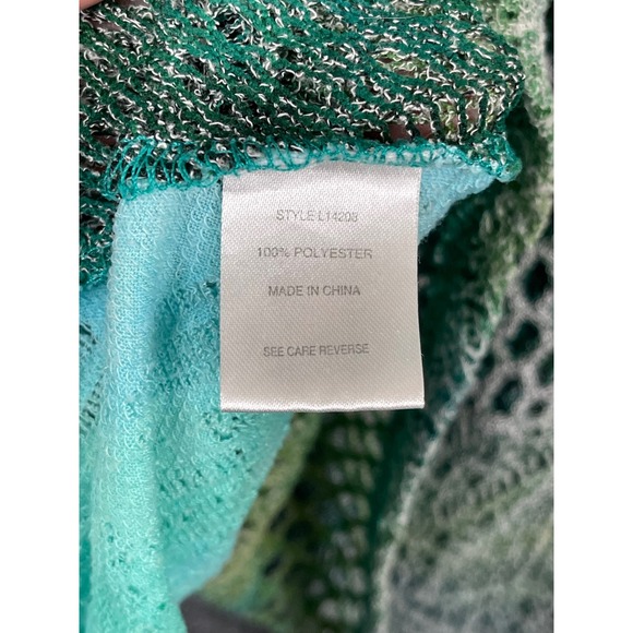 Lily by Firatoglu Tunic Tank Women XL Green Blue Excellent Crochet Sharkbite Hem - Picture 10 of 12